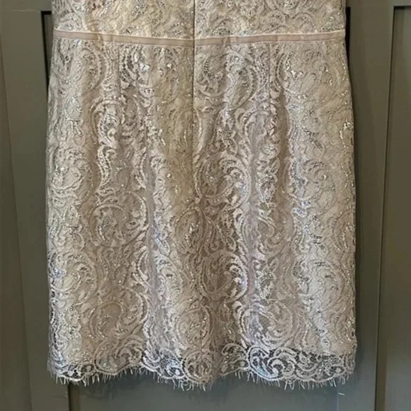 Jenny Yoo Collection Harlow Dress Champagne Metallic Lace Cocktail Bridesmaid - Picture 10 of 12